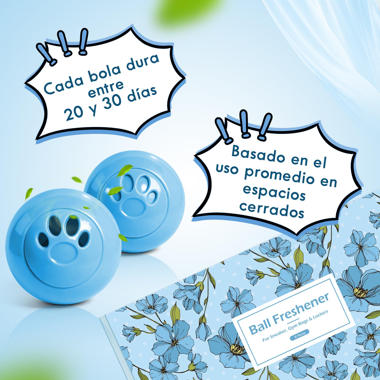 Bolas Desodorizadoras, Ambientadores de Zapatos, Desodorante de Zapatos Para Calzado, Casilleros, Bolsas de Gimnasio, Paquete de 8, Aroma a Lino
