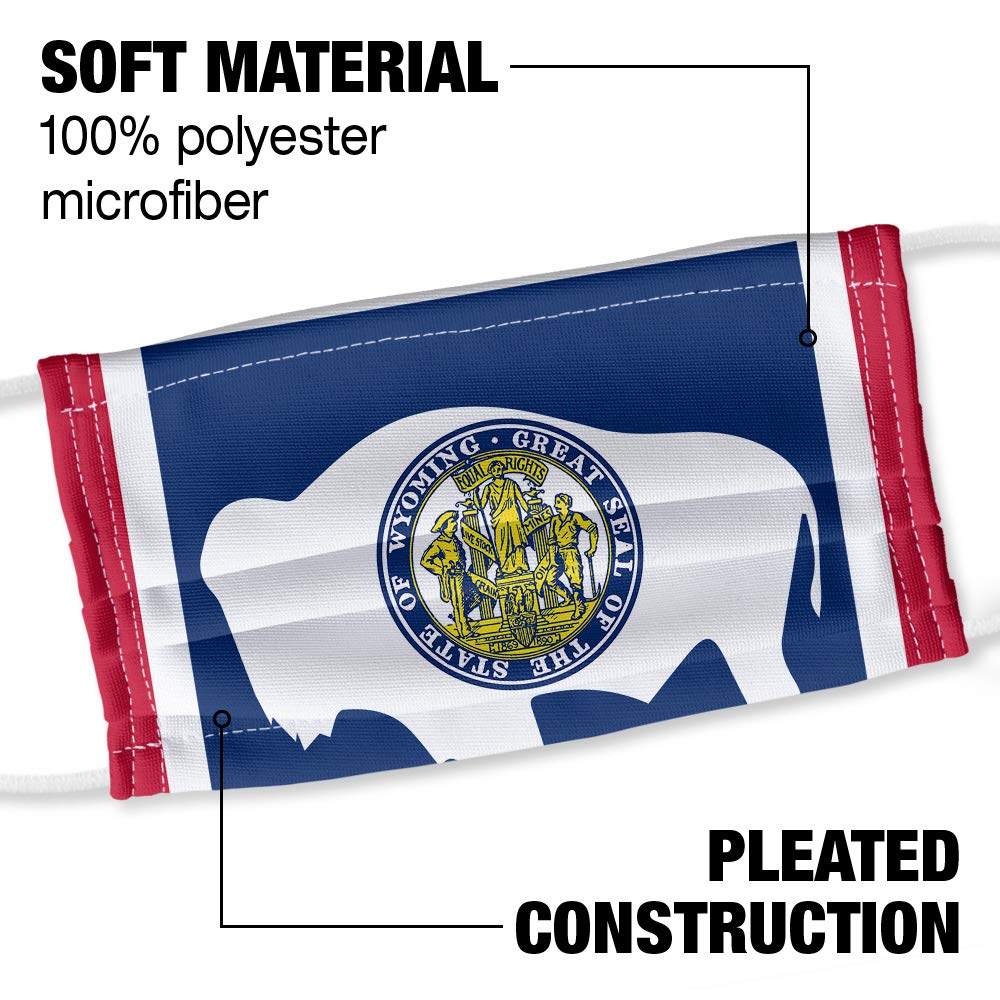 Wyoming Flag 1-Ply Reusable Face Mask Covering with Adjustable Nose Wire, Unisex