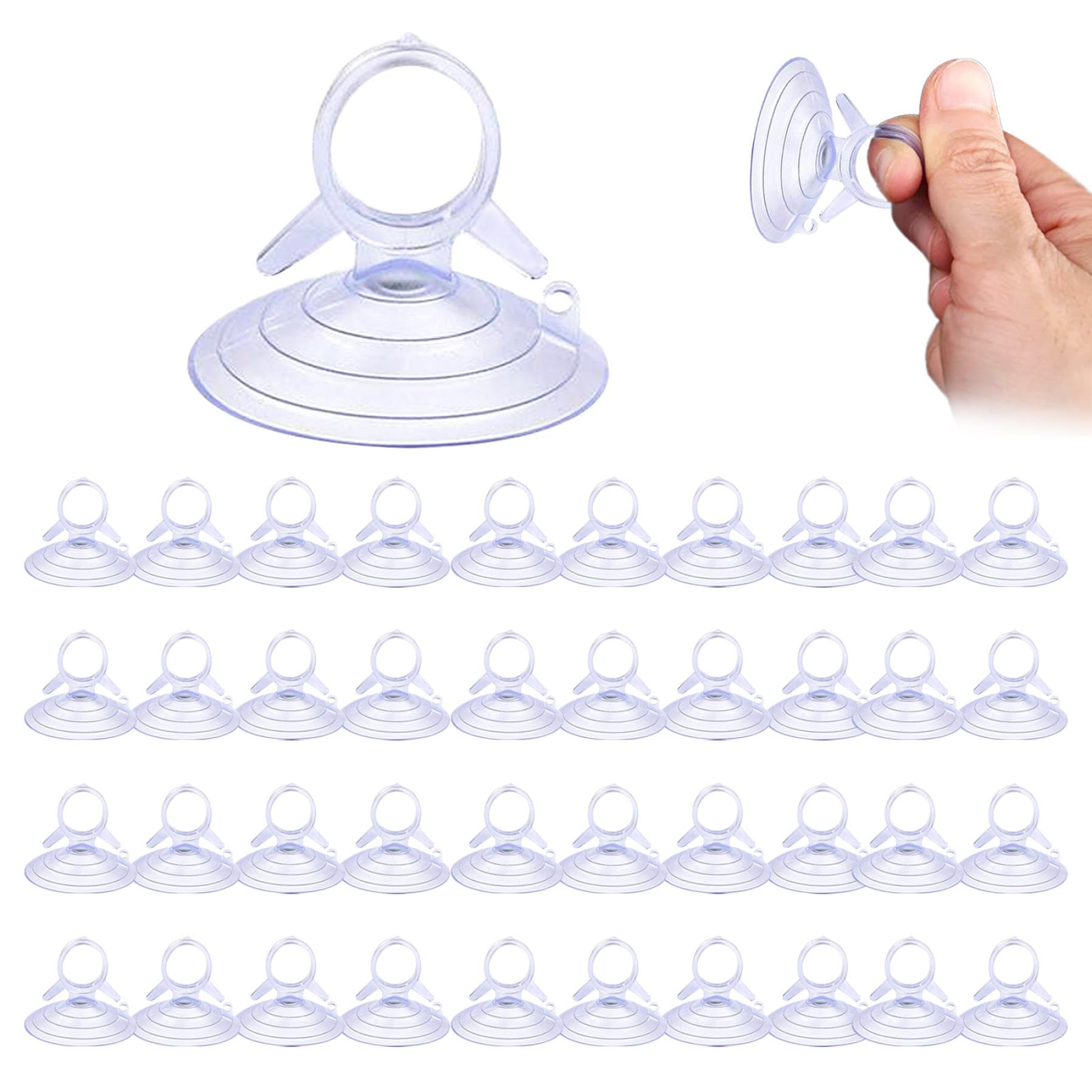 Hperu 40Pcs Suction Cups Pvc Clear Sucker Pads Strong Adhesive Suction Cups for Car Sun Shade Window Glass Smooth Surface Hold