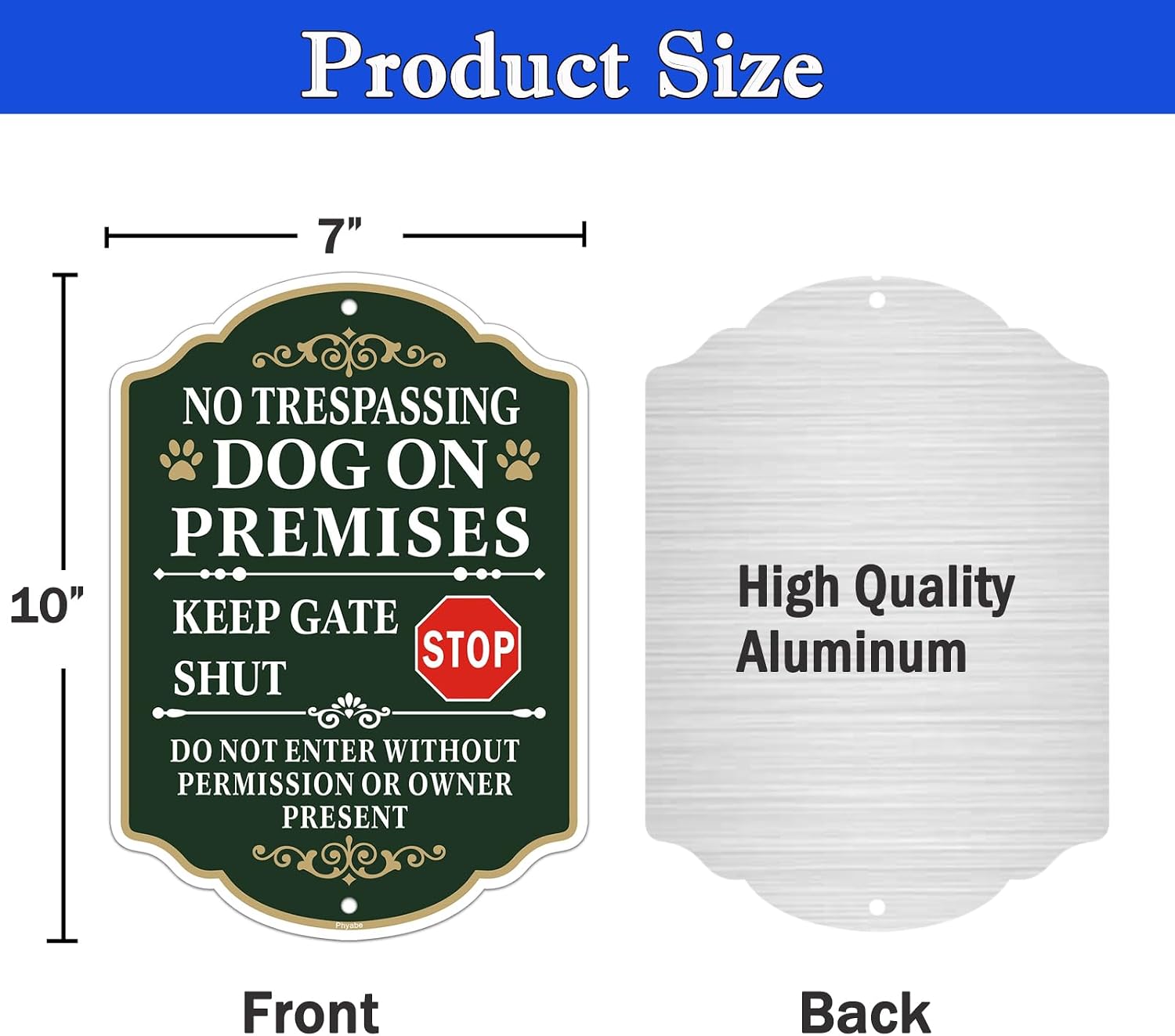 No Trespassing Dog On Premises Keep Gate Shut Do Not Enter Sign | 2 Pack 10 x 7 Inches Rust Free Aluminum Beware of Dog Sign, Weather Resistant, Waterproof, Durable Ink, Easy to Install