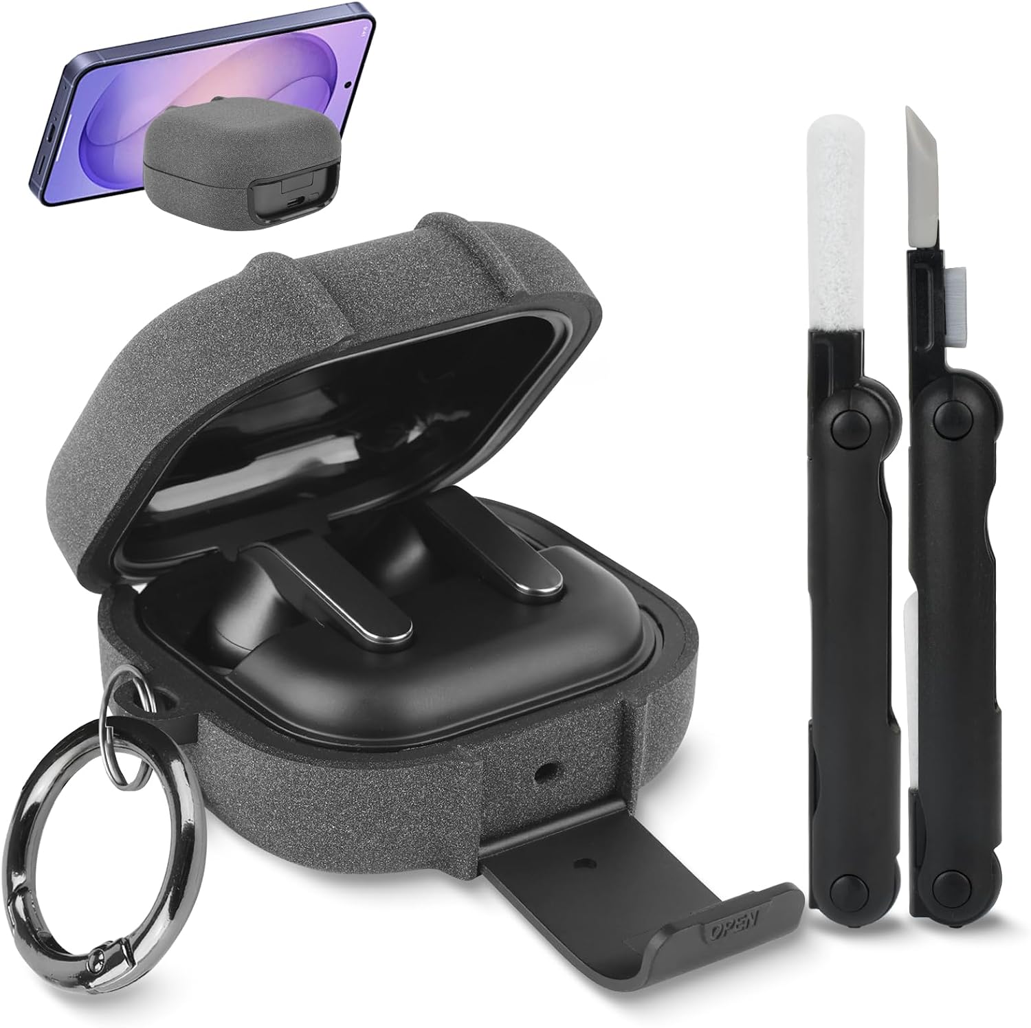 Case for Samsung Galaxy Buds 4 Pro/Buds 4 Case, Secure Lock & Phone Stand