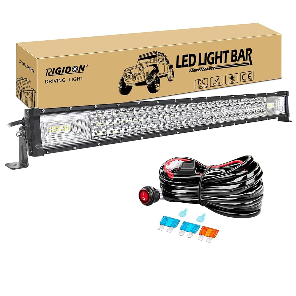 LED Straight Light Bar,32inch 459W +4pcs 72W Led Pods Tri Row Lens Flood Spot Combo Beam Led Driving Lights Super Bright Off Road Lights With Wiring Harness For Trucks UTV ATV