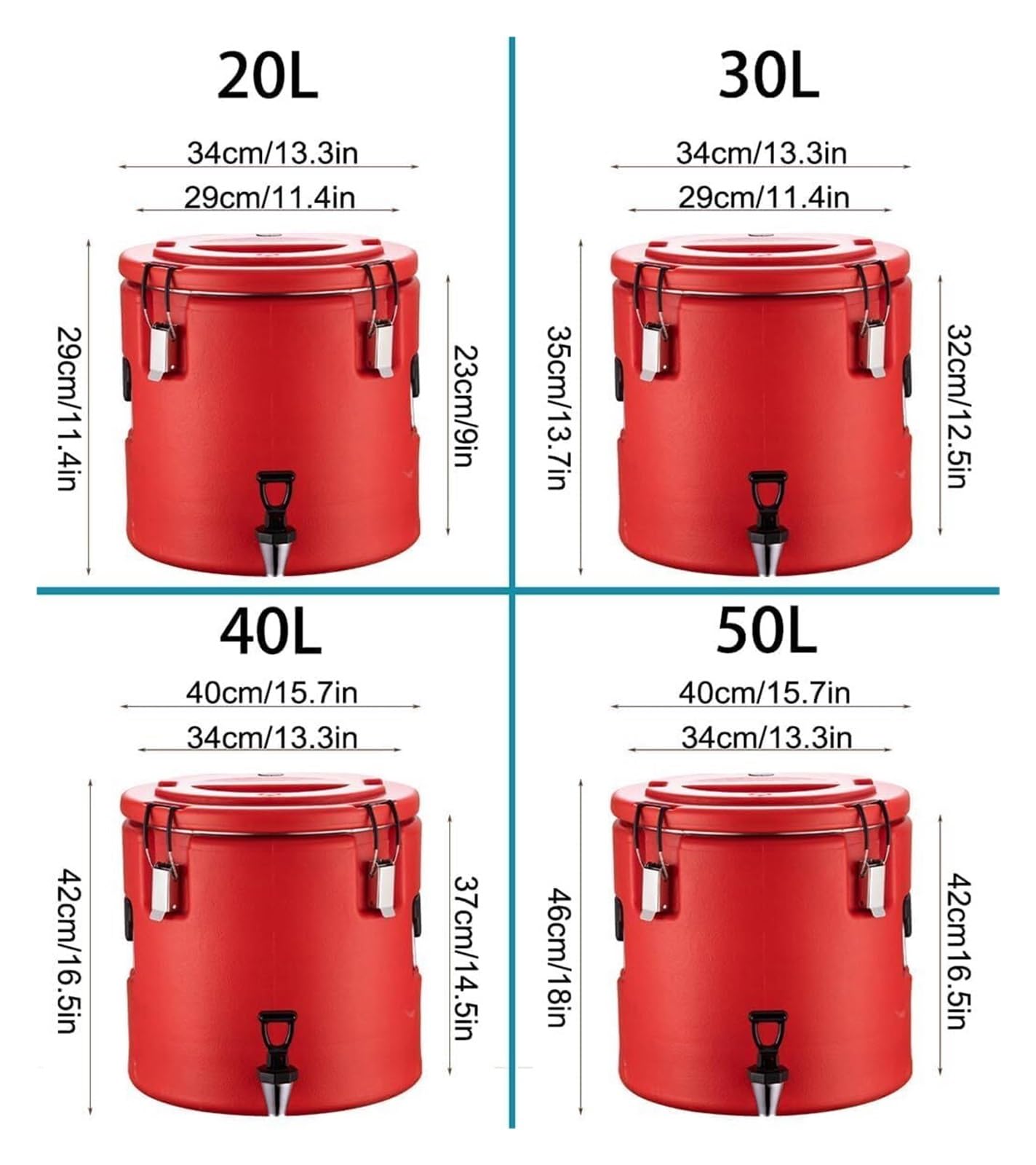 Termo para Agua Caliente 20L 30L 40L 50L, Dispensador Aislado de Acero Inoxidable con Grifo, para Café, Bebidas y Sopa, Gran Capacidad para Restaurantes, Bares, Catering y Oficina