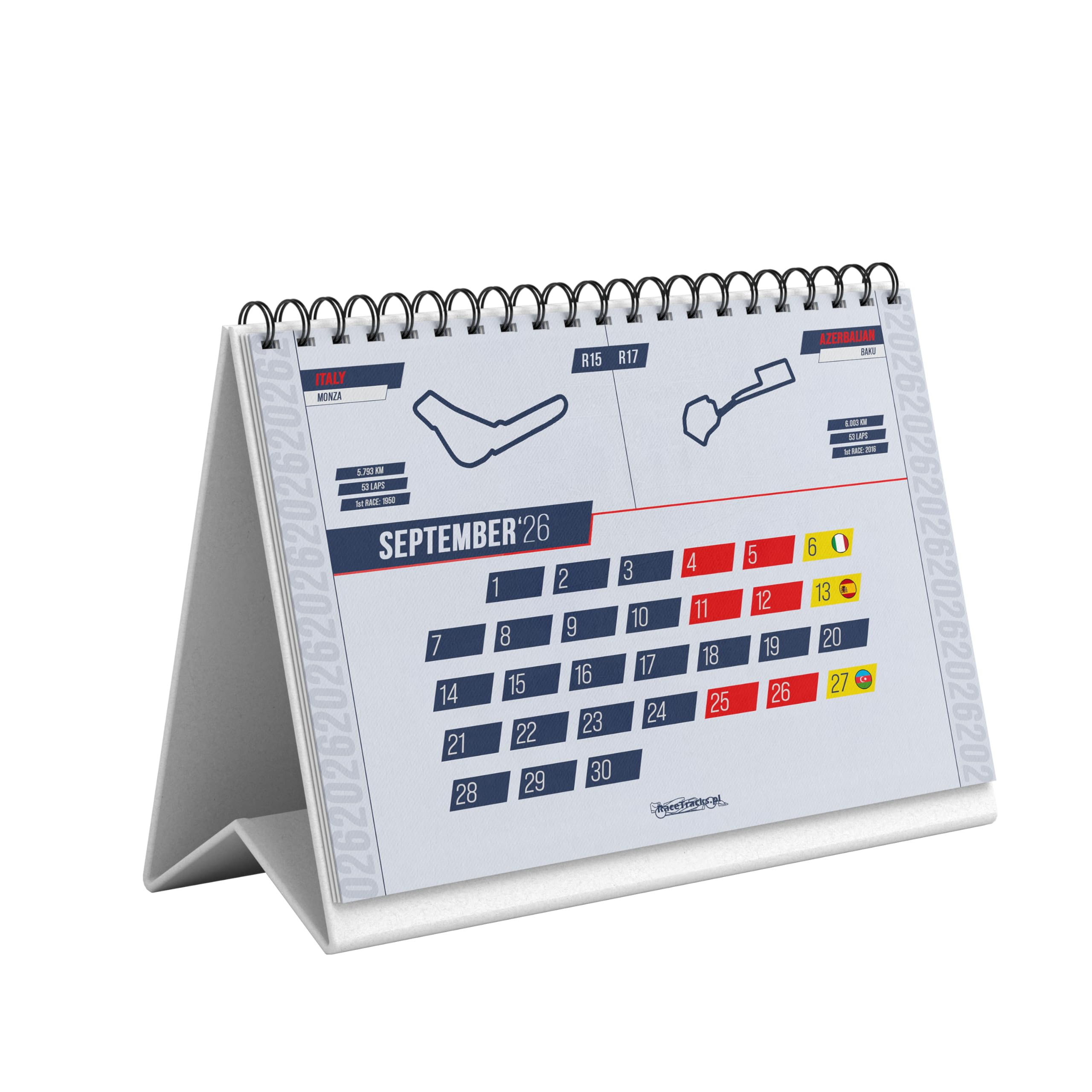 F1-kalender 2025, bureaukalender 2025 met F1-autohouder, race-bureaukalender 2025, cadeau voor motorsportfans, 1 stuk