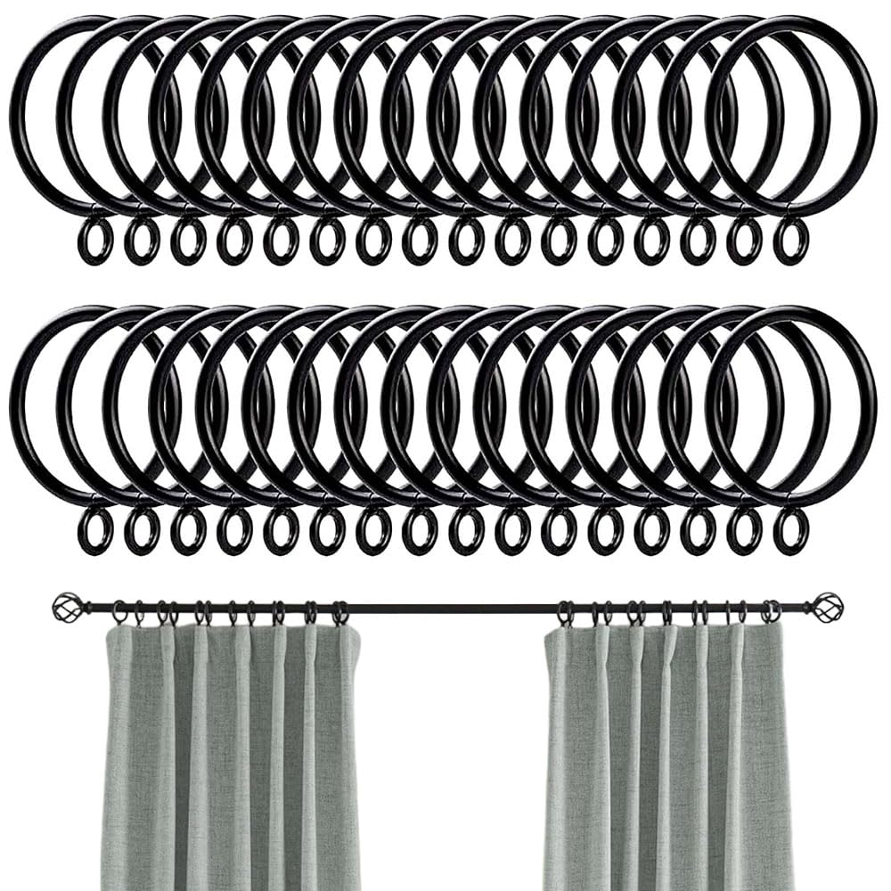 Goodern 40 Packs Metal Curtain Rings,Durable Drapery Sliding Hanging Rings with Fixed Eyelet Rings,Curtains Shower Rods Rustproof Hanging Rings Multifunction Curtains Rings for Balcony Bathroom-32MM