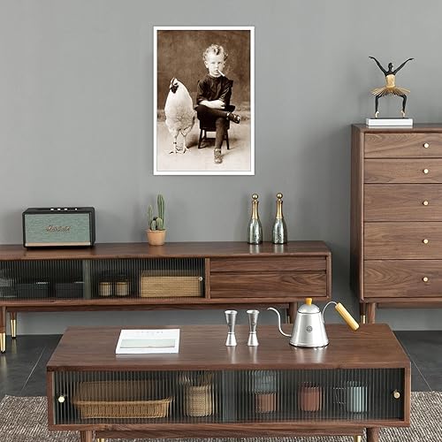Miniatura 4 de HQPCNGZ Pósteres retro de niño con gallo de pollo para fumar museo de arte de cigarrillos en blanco y negro, impresiones fotográficas para el hogar,
