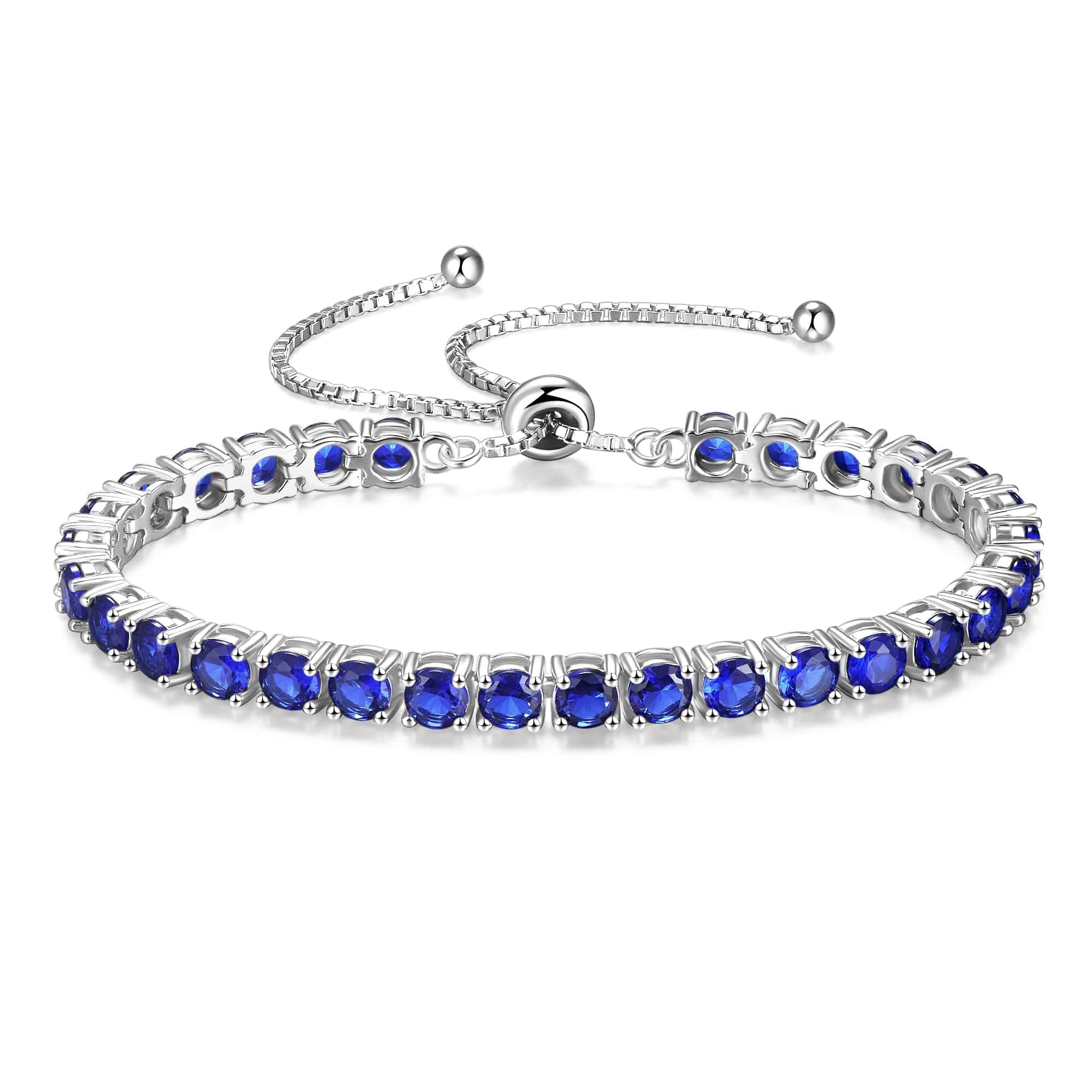 FANCIME Birthstone Bracelet Jewelry for Women Sterling Silver Tennis Bracelet Classic Bolo Adjustable Chain Fine Jewelry Anniversary Birthday Gifts for Women Mom Wife Her
