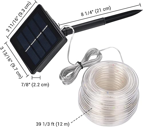 Miniatura 3 de Yescom Tira de luces solares de 40 pies con 120 luces LED, 8 modos RGB, para fiestas, exteriores, jardín, patio, sombrilla con clip, multicolor