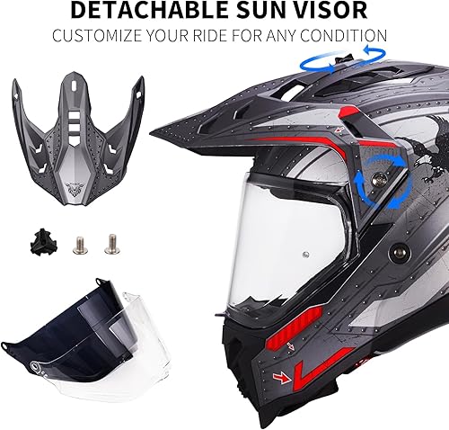 Miniatura 9 de VCOROS Adventure - Casco de motocicleta todoterreno VS-908 para ATV, bicicleta de tierra y motocross, de cara completa para adultos, aprobado por DOT