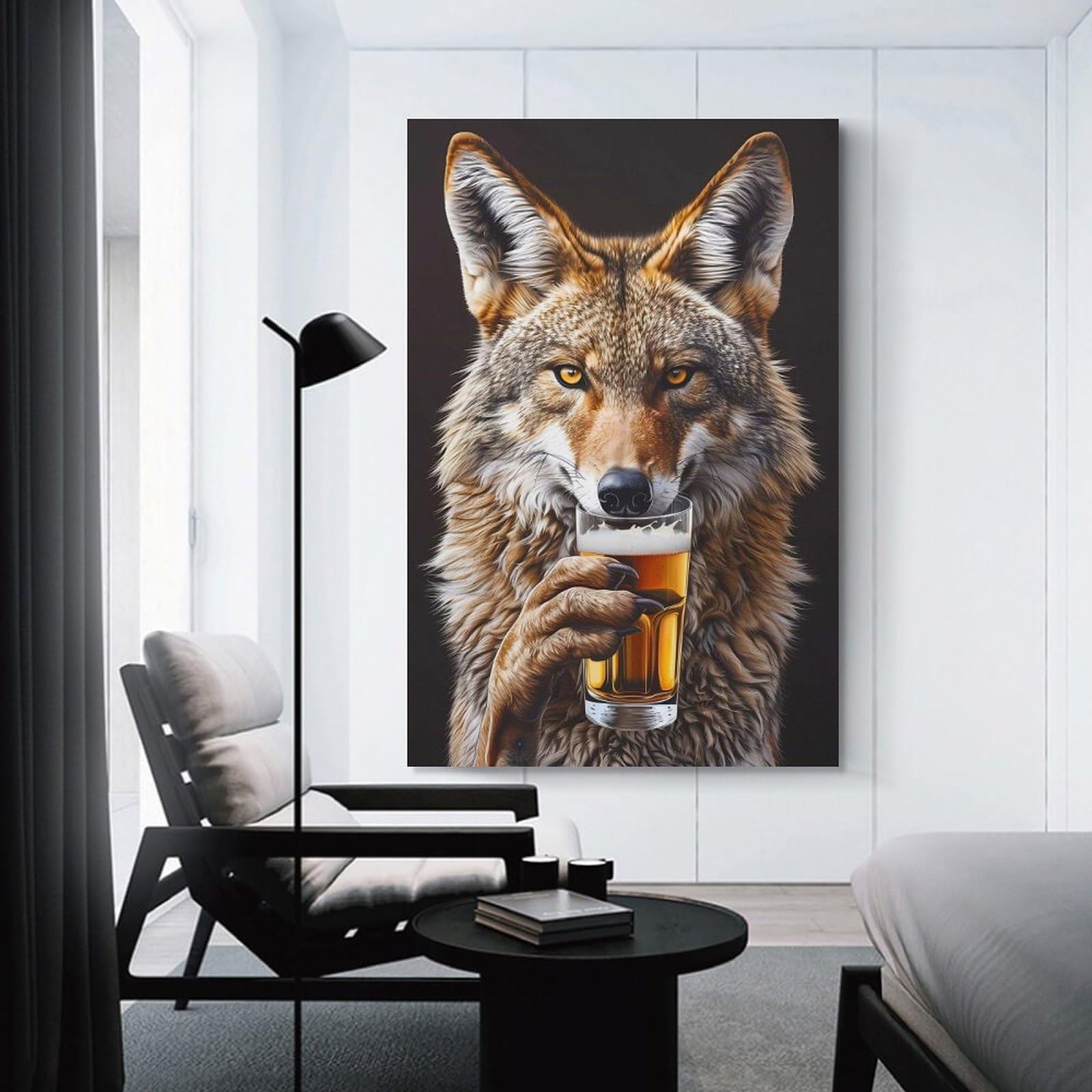 Junmoney Wall Picture Print Coyote Beer, 20x30inch(50x75cm), for Wall Displays, Bedrooms Or Room Updates, Wall Decor Suited to Curated Displays