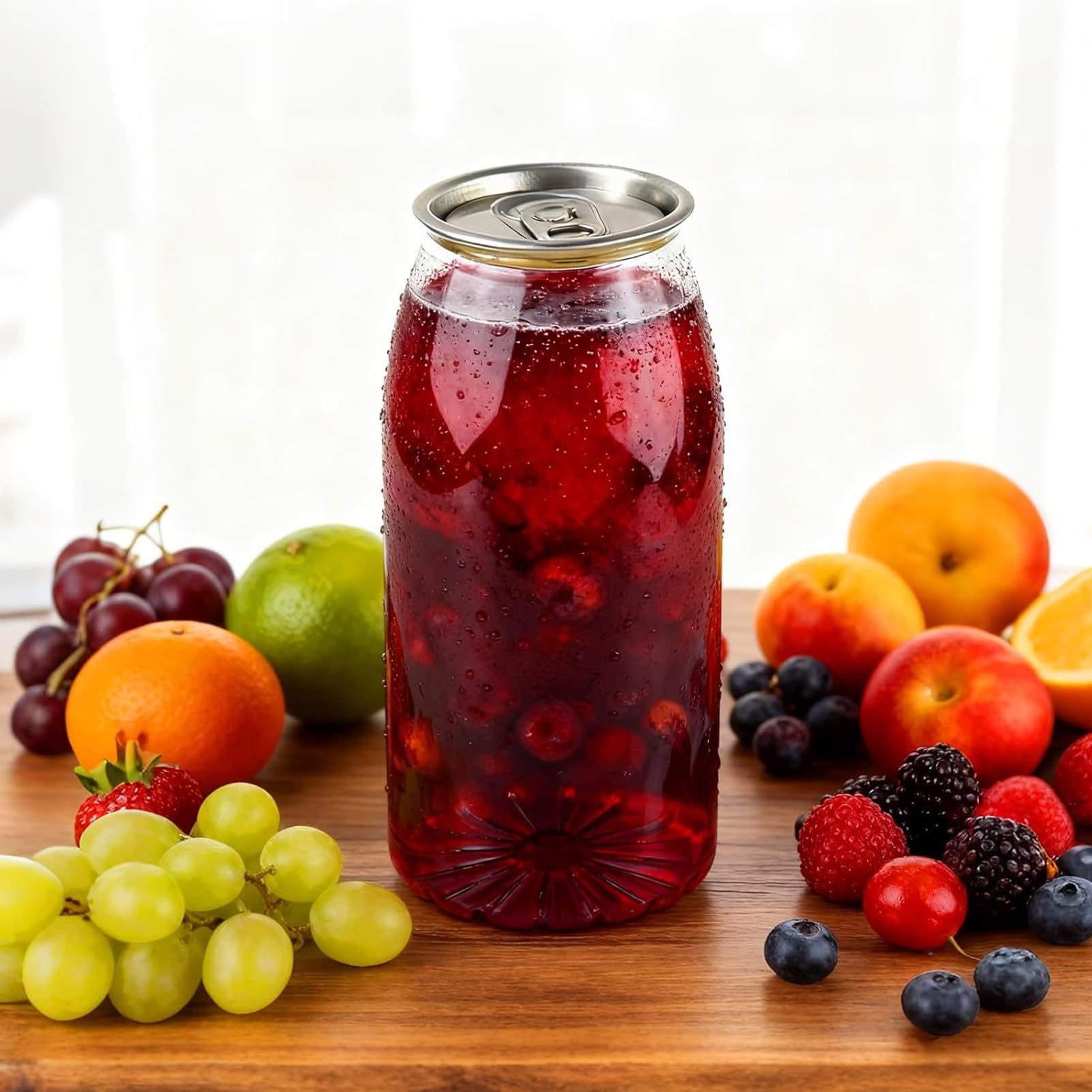 Pnpaea Disposable Plastic Can Sealing Cups with Aluminum Lids,Leak-Proof Juice Bottles,Compatible with Can Sealer Machine,for Smoothies, Boba,Iced Coffee 330ml