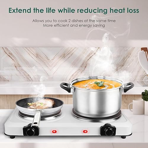 Miniatura 3 de Placa caliente eléctrica de 2000 W para cocinar, quemador infrarrojo de doble control, estufa de placa calefactora portátil, encimera de caravana,