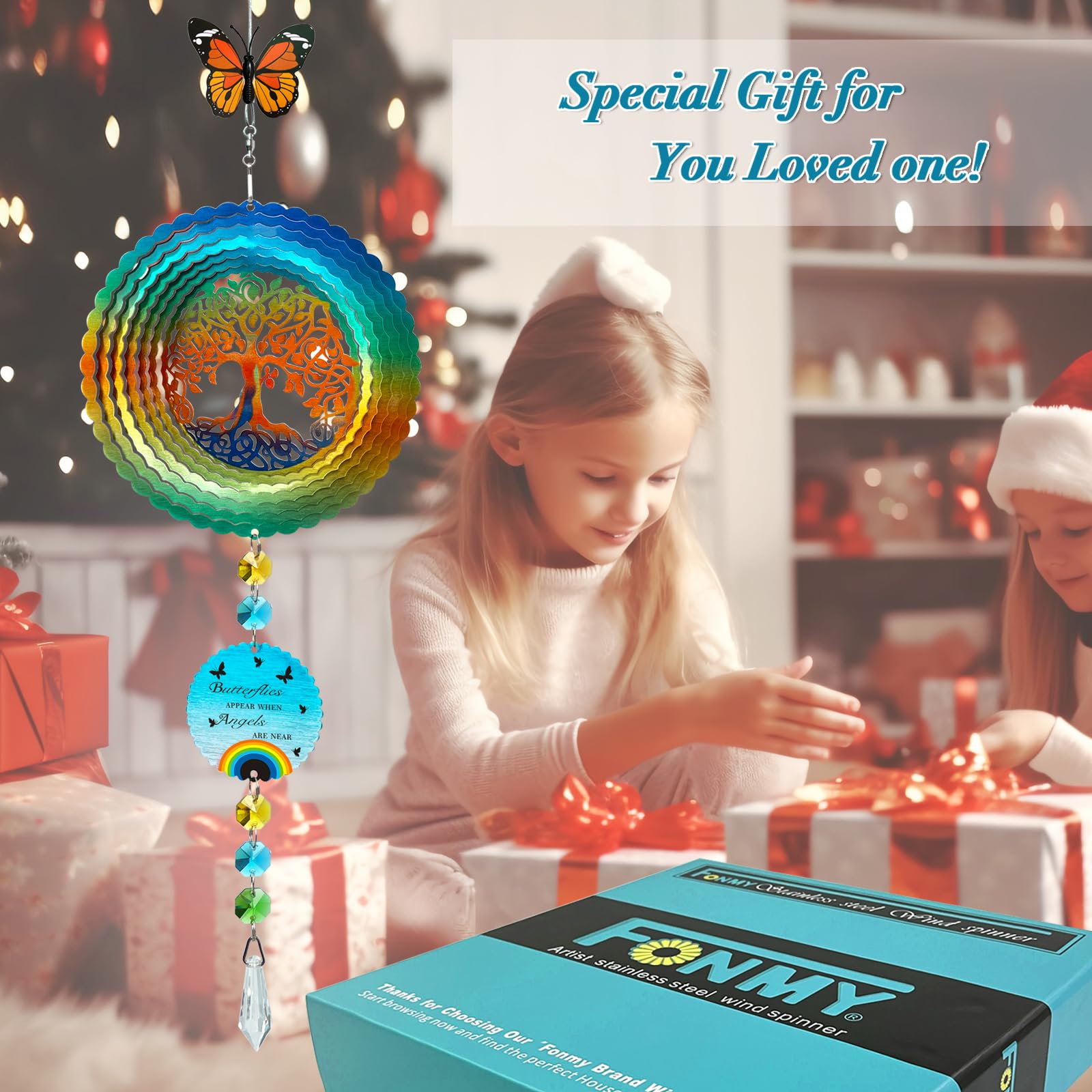 FONMY Mandala Tree of Life Pet Sympathy Gift Dog Memorial Wind Spinner Dog Memorial Suncatcher Gifts for Dog Lovers Stainless Steel Wind Chime-Silver-20 in