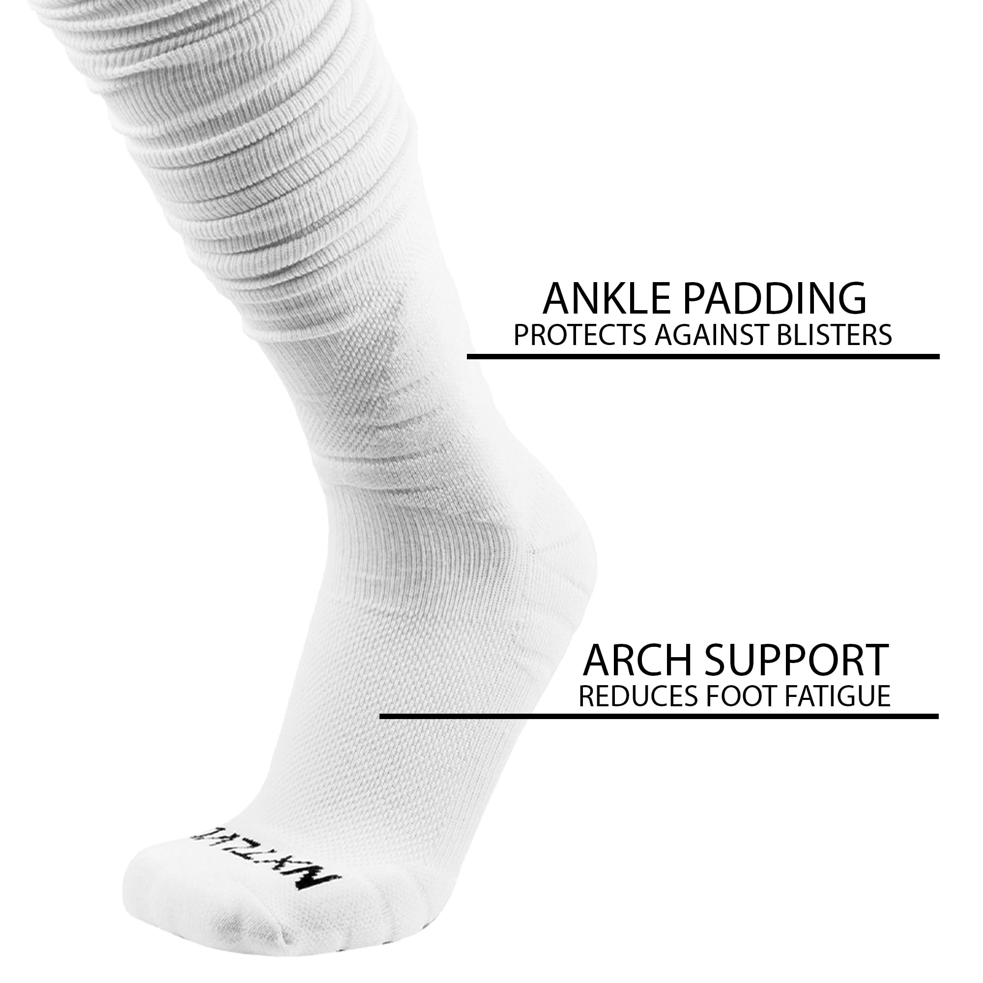 NXTLVL Scrunch Chaussettes de baseball rembourrées extra longues pour homme et garçon/jeune