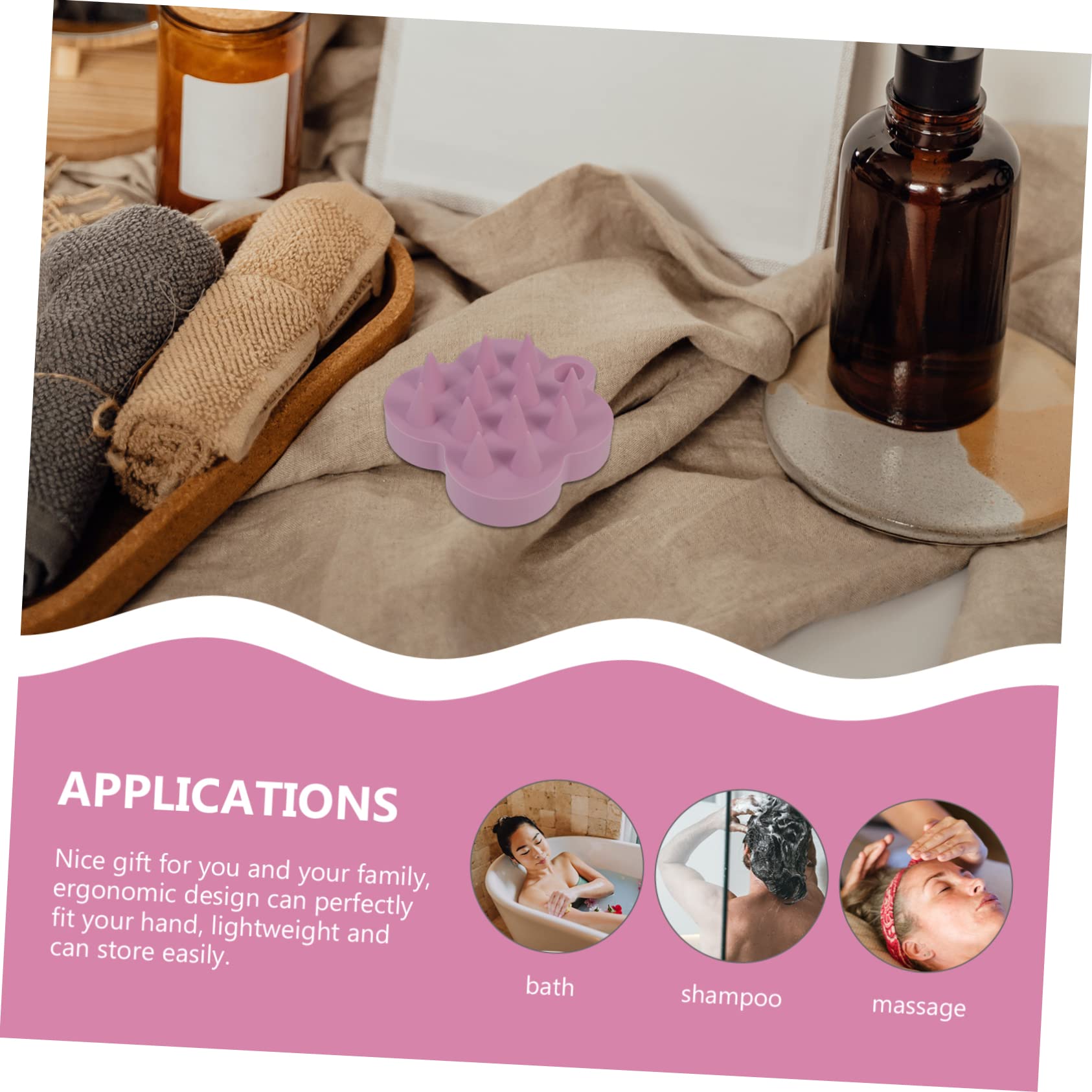 FRCOLOR 4 Piezas cepillo de masaje de champú cepillo para el cabello del cuero cabelludo cepillo de champú scalphero massage masajeador cuero cabelludo exfoliante del o rosa