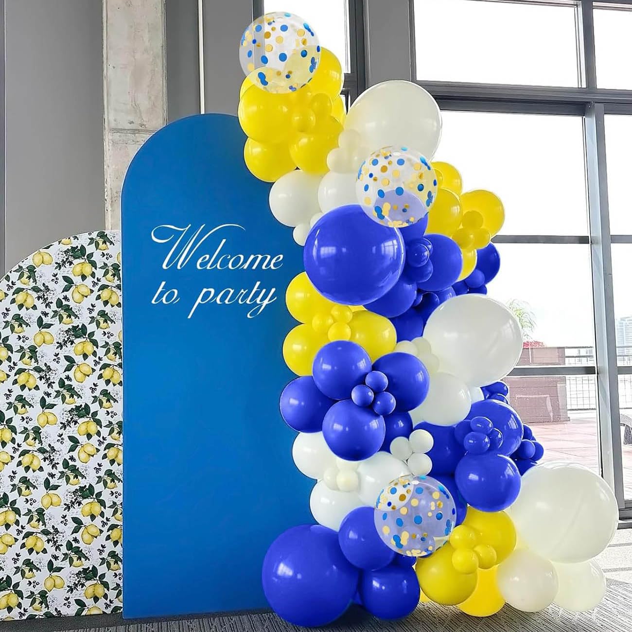 50pcs 12inch Yellow and Navy Blue Latex Helium Balloons,Confetti Balloons for Party Decorations - Image 3