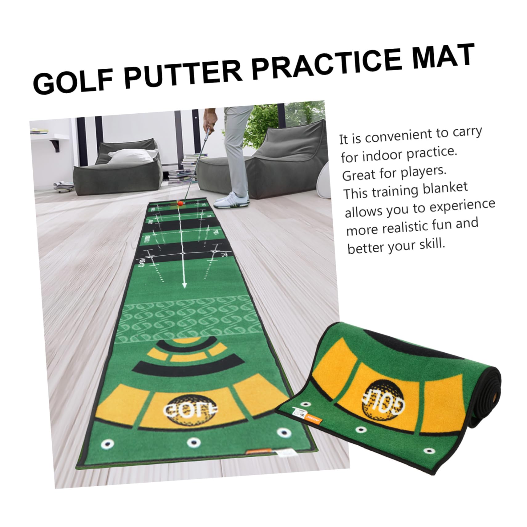 Toyvian Tapete De Práctica para Putter Alfombra De Golf Diseño Ergonómico Alta Resistencia y Duradera