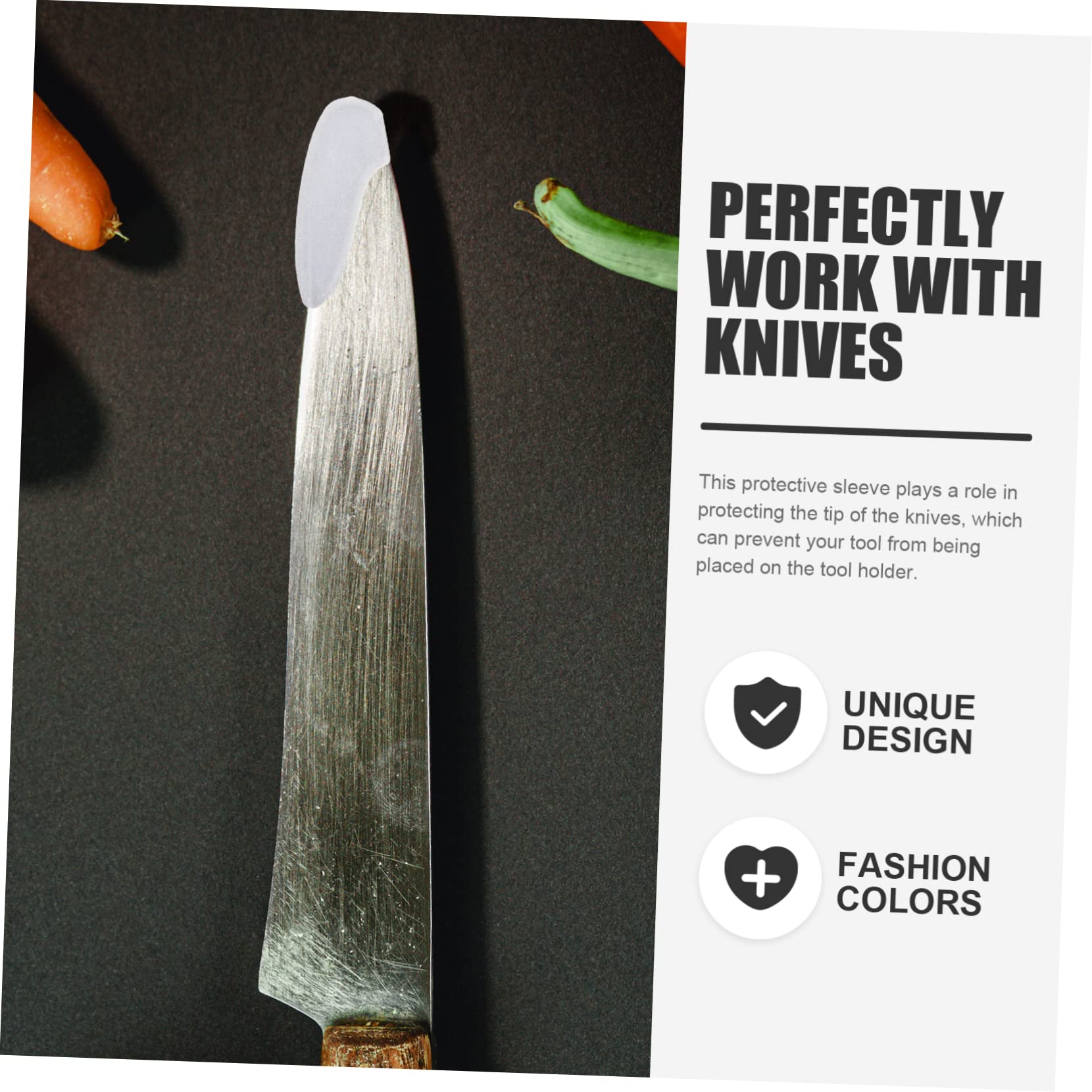 Unomor 50Pcs Knife Tip Protection Sleeves Puncture Resistant Cutter Edge Covers for Knife Storage Transportation Knife Protector Guards for Kitchen Chef Use