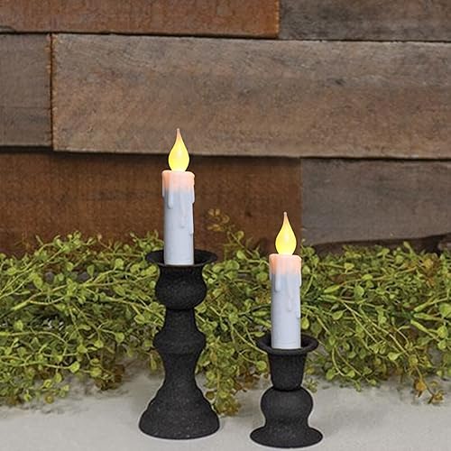 Miniatura 9 de CVHOMEDECO. Velas cónicas parpadeantes LED sin llama, funcionan con pilas, con temporizador, color blanco, 4-34 pulgadas, juego de 3