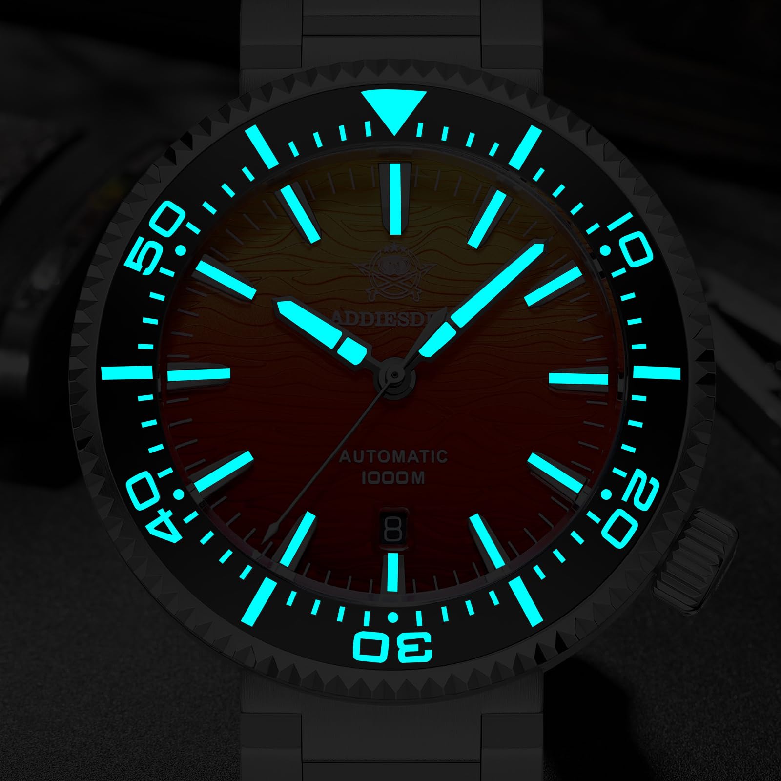ADDIESDIVE Orologio Subacqueo 1000 M Impermeabile 8215 Automatico Valvola di Escape dell'Elio,Quadrante con Gradiente Zaffiro Sintetico Luminoso AD2526