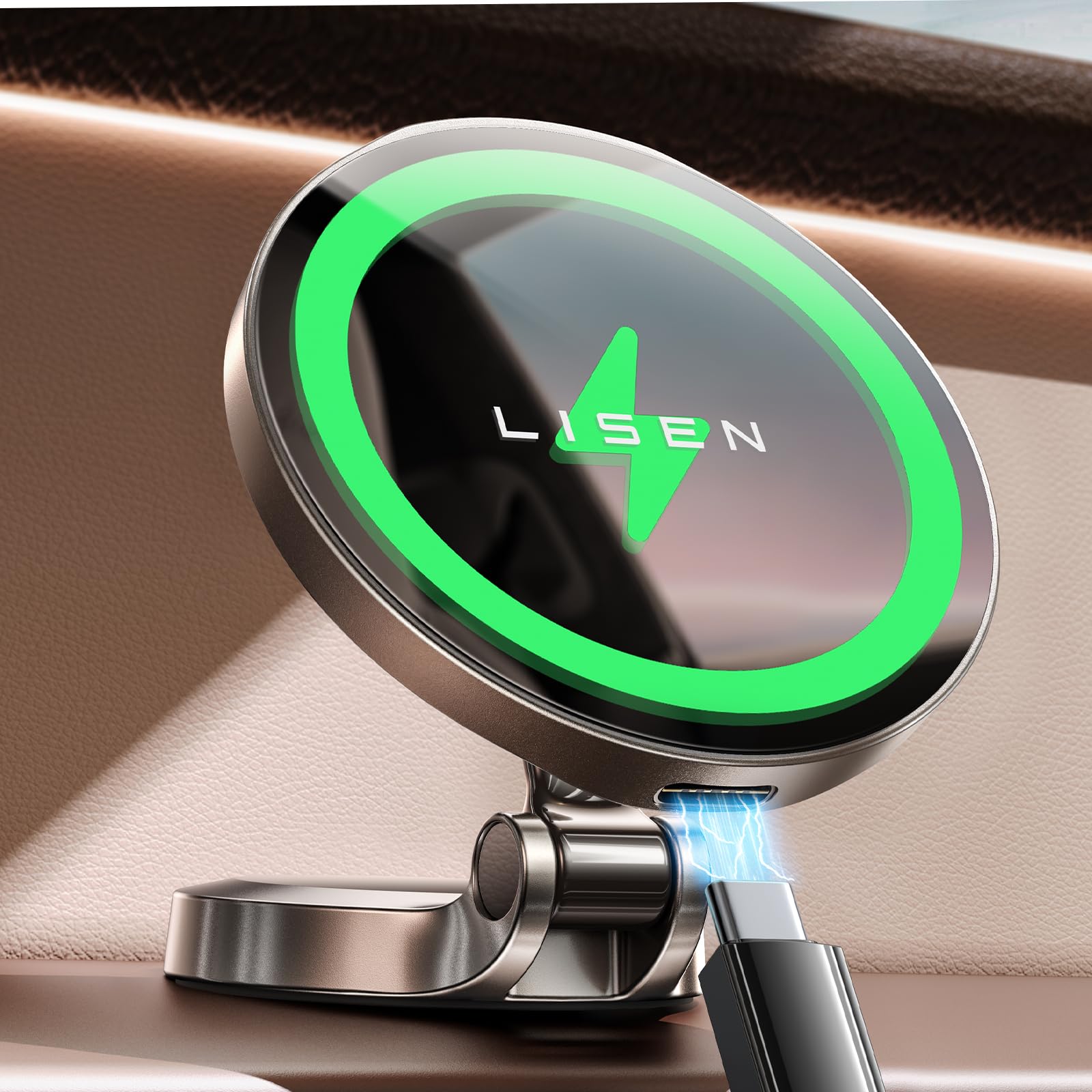 LISEN For IPhone 16 Magsafe Car Mount Charger, Fast Charging 15W Magnetic Wireless Car Charger Air Vent For IPhone 16 Pro Max, Vent Phone Mount For Car Wireless Charger Fits IPhone - View #10