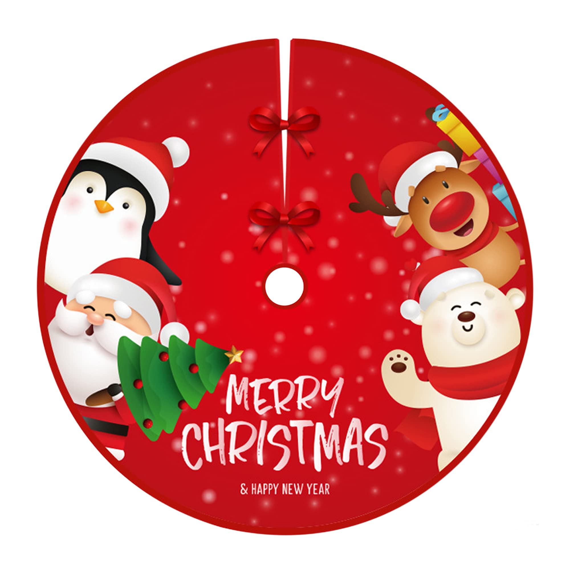 Christmas Tree Skirt,Christmas Tree Decorations,35in/90cm Xmas Tree Skirts Red and White,Xmas tree base cover for Christmas New Year Home Party Indoor and Outdoor Decoration