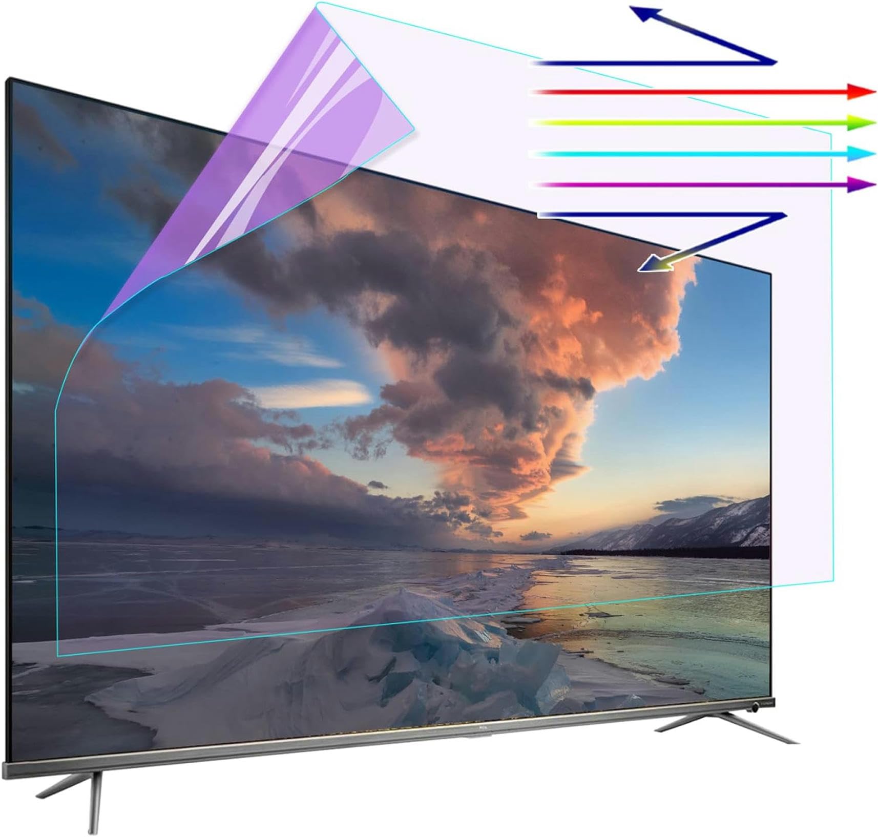 Protection D'Écran Mate Pour Téléviseur 42-65 Pouces, Film Anti-Lumière Bleue Et Anti-Reflets, Réduit La Fatigue Oculaire, Sans Bulles Et Anti-Rayures, Compatible Lcd, Led, Oled 4K, Qled Et Hdtv / 65