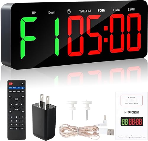 Reloj temporizador de gimnasio para TabataFBGEMOM - Reloj de entrenamiento grande para gimnasio en casa con control remoto, cuenta regresiva y hacia