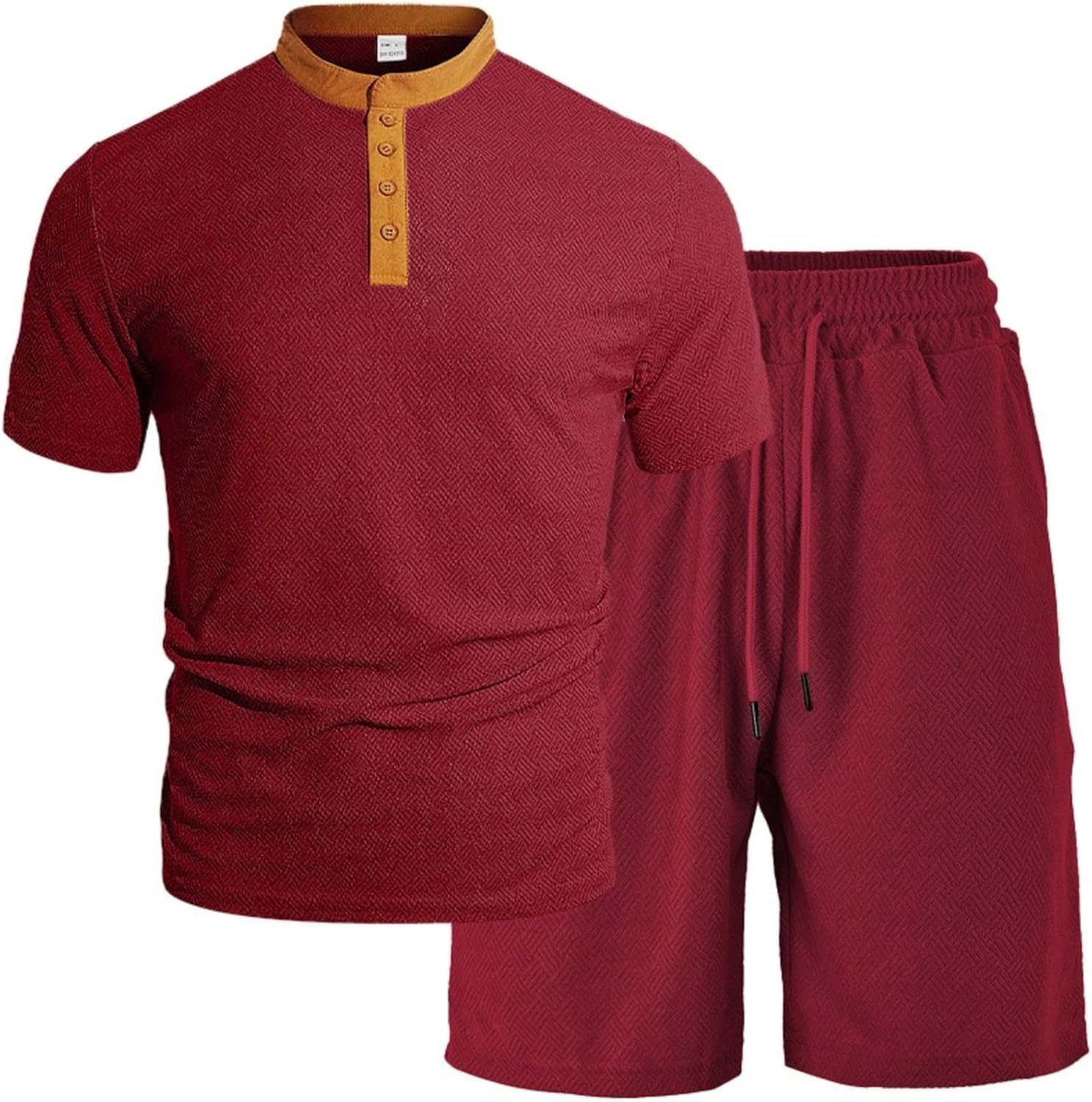 Men's Athletic Suits 2 Piece Sets Summer Quick Dry Short Sleeve Collared Shirt and Shorts
