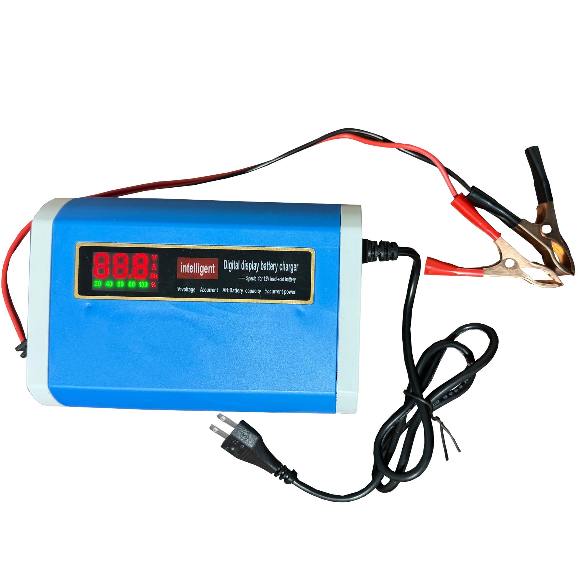 Joelrise Car Battery Charger 12V 6A Smart Car BatteryTrickle Charger & Maintainer with Desulfator and Temperature Compensation for Car, Truck, Motorcycle, Lawn Mower, and Marine Lead Acid Batteries