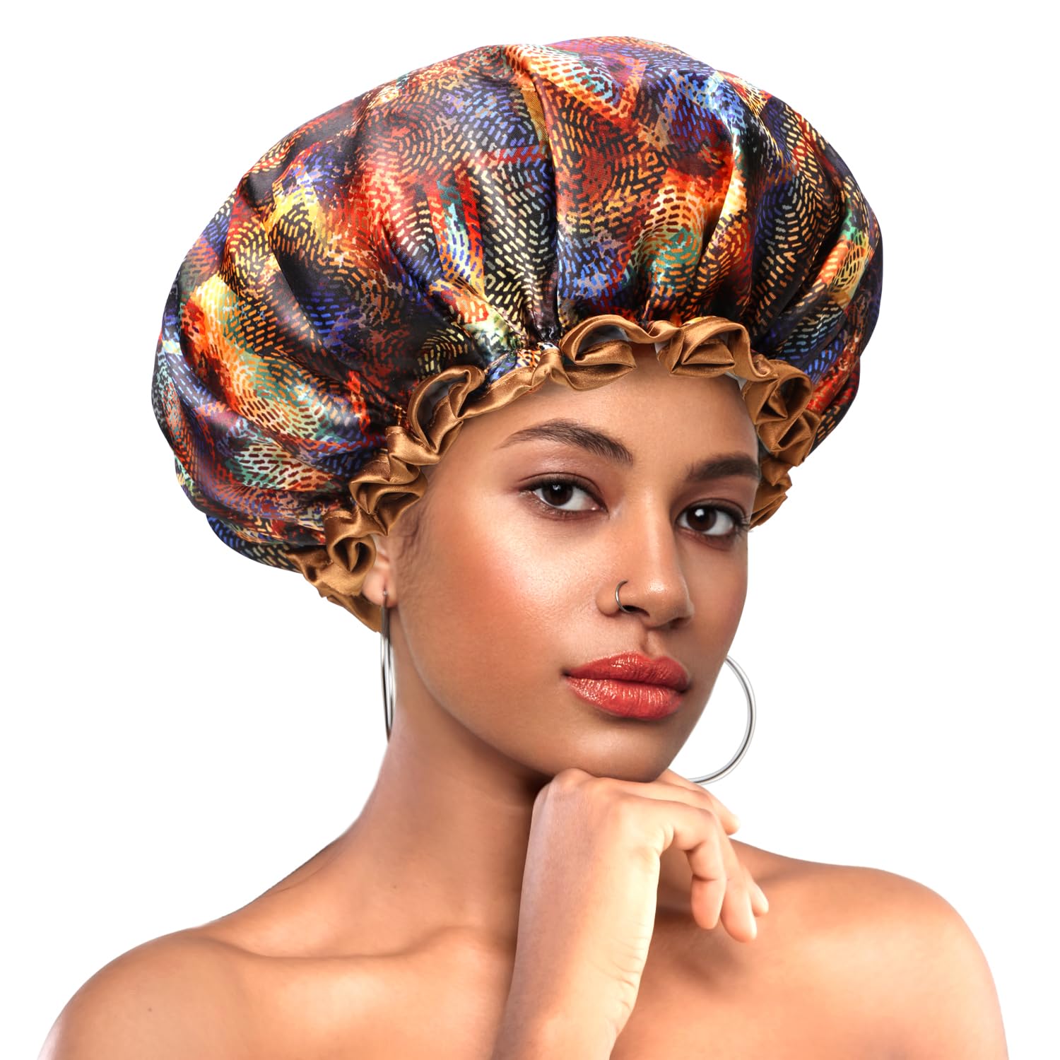 mikimini Large Shower Cap for Women Long Hair, Mystery