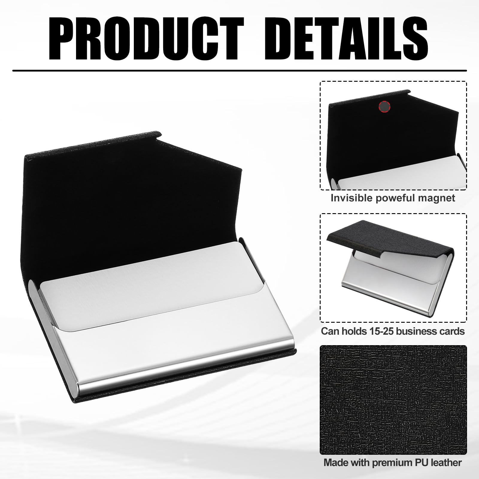 PATIKIL PU Leather Business Card Holder - 2 Pack Tan Color Magnetic Closure Card Wallets