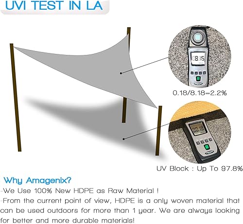 Miniatura 7 de Amagenix - Toldo triangular para exteriores, toldo de sombra para exteriores, 12 x 12 x 12 x 12 pies, toldo con bloqueo UV para patio al aire libre,