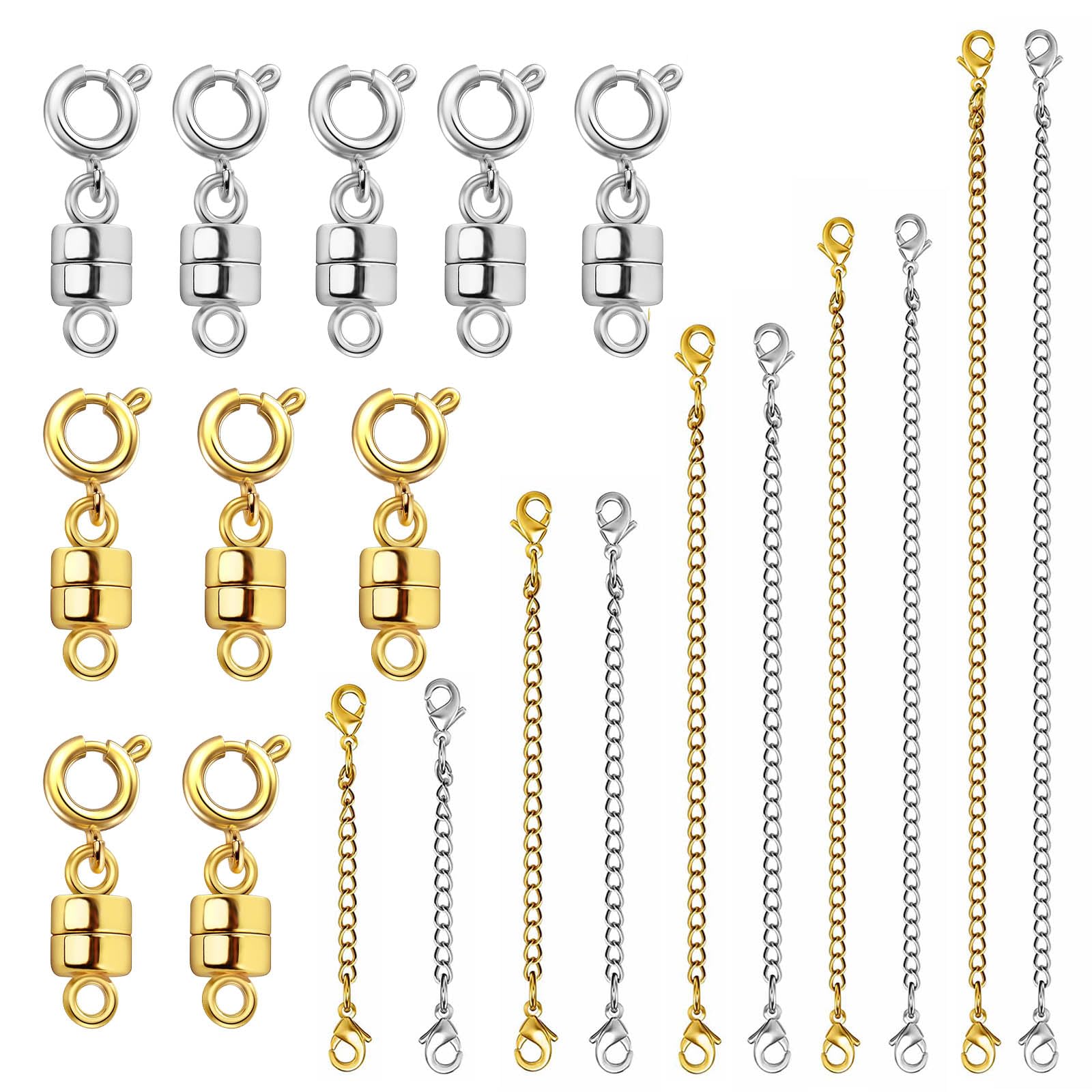 Evnlo Necklace Extender and Magnetic Necklace Clasp,Gold and Silver Chain Extenders for Necklaces Bracelet Jewelry