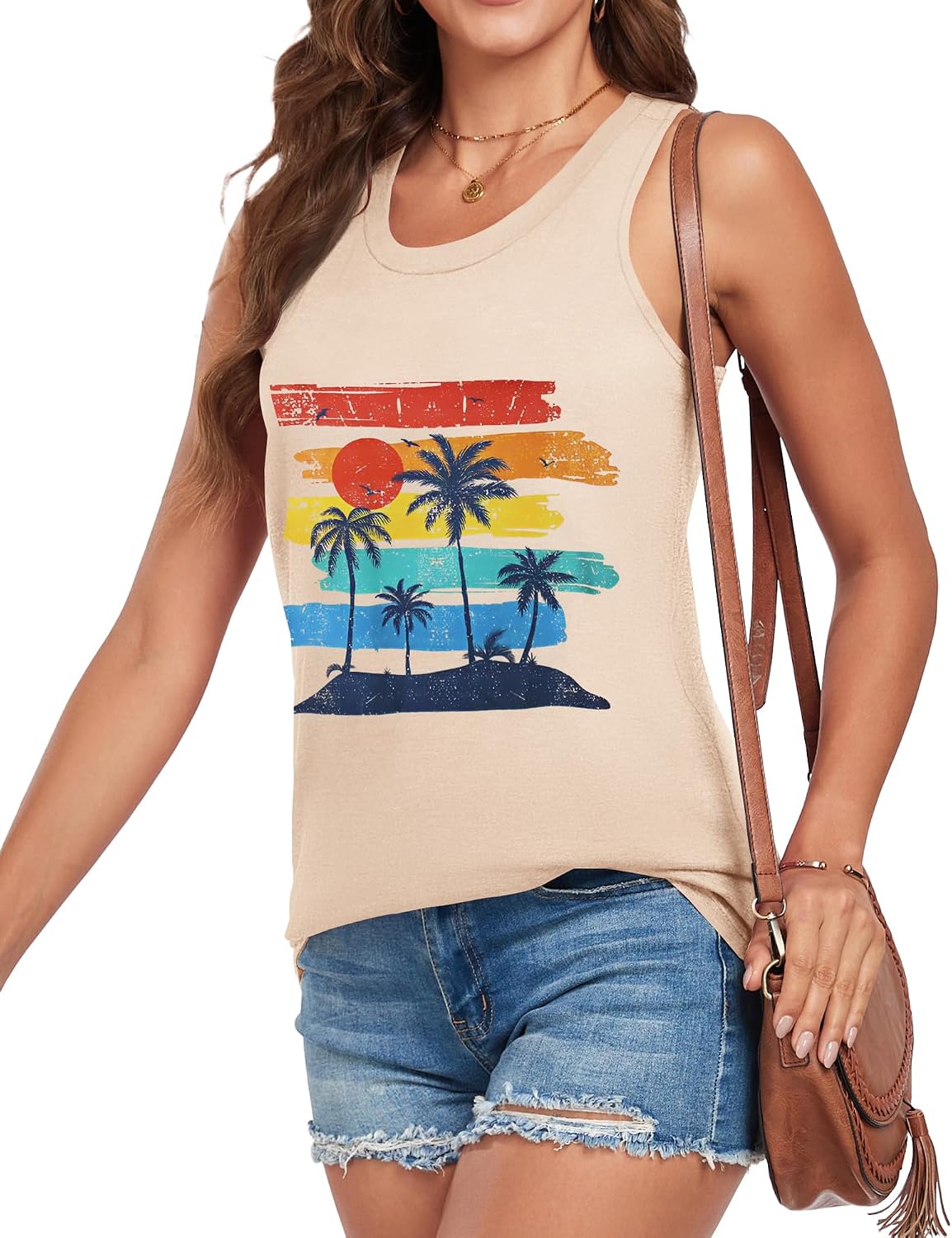 Womens Racerback Tank Tops Summer Sleevelesss Round Neck Graphic Shirts image 3