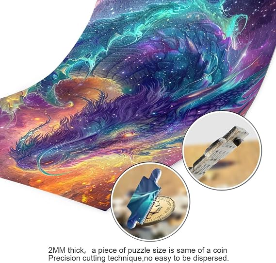 Jigsaw Puzzle 1000 Piece, Dragon Head Galaxy Educational Intellectual Decompression Puzzle Game Jigsaw Puzzle for Adult Active Thinking Party Entertainment, Family Games