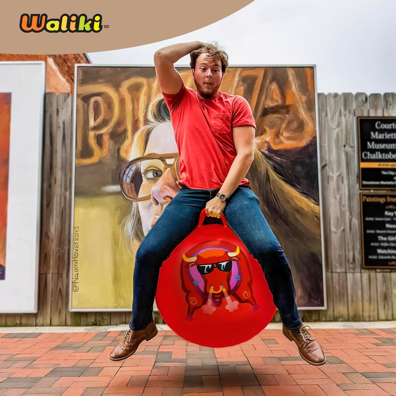 WALIKI Space Hopper | Adults 13-101 | Outdoor Hippity Hop Game | Jumping Ball | Hopping Ball | Red 29”