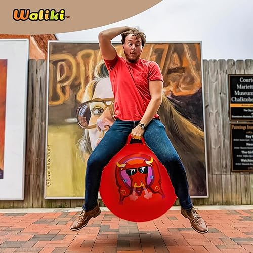 Miniatura 3 de WALIKI Juguetes Hopper Ball para niños (Hippity Hop Ball, Hopping Ball, Bouncy Ball con asas, Sit & Bounce, Kangaroo Bouncer, Saltar, Rojo, Bomba