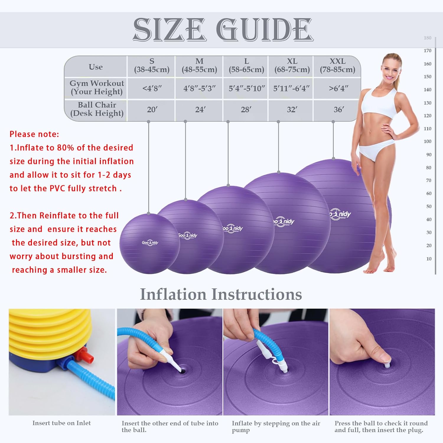 ソフトエクササイズボール、アンチバーストヨガボールチェア、2200ポンドをサポート、ポンプ付きワークアウト機器 妊娠中 医学 出産