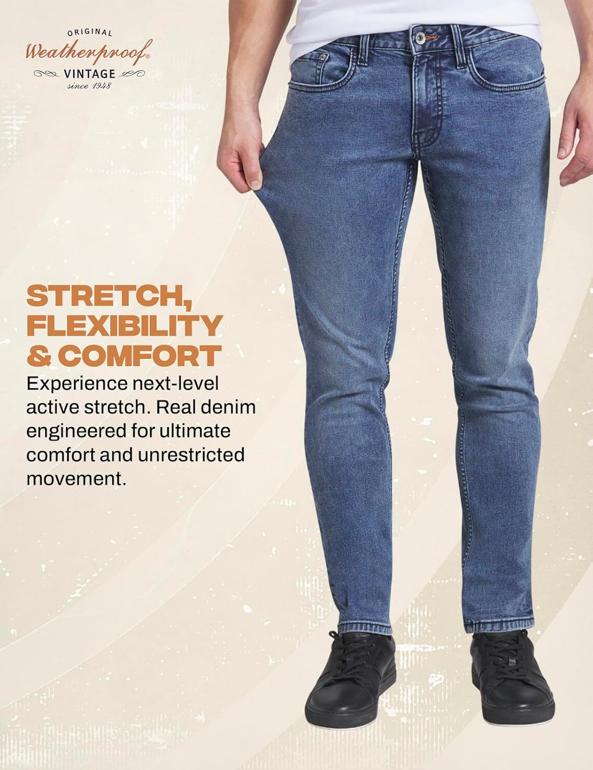 Weatherproof Vintage Mens Jeans Slim Fit - Super-Soft Stretch Denim Pants | Men's Straight Leg Jean with All-Way Stretch - Image 5
