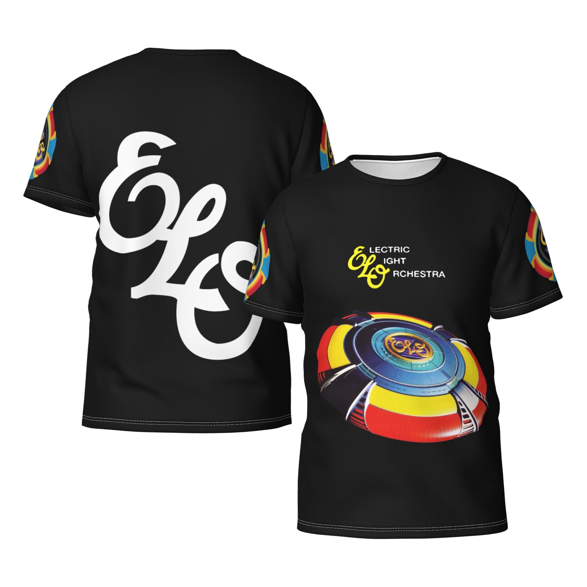 MZPQDKSLK Men's Electric Logo Graphic T-Shirt El*o Short Sleeve Light T Shirt for Men Round Neck Music Orches*tra Clothes Merch for Fans Black