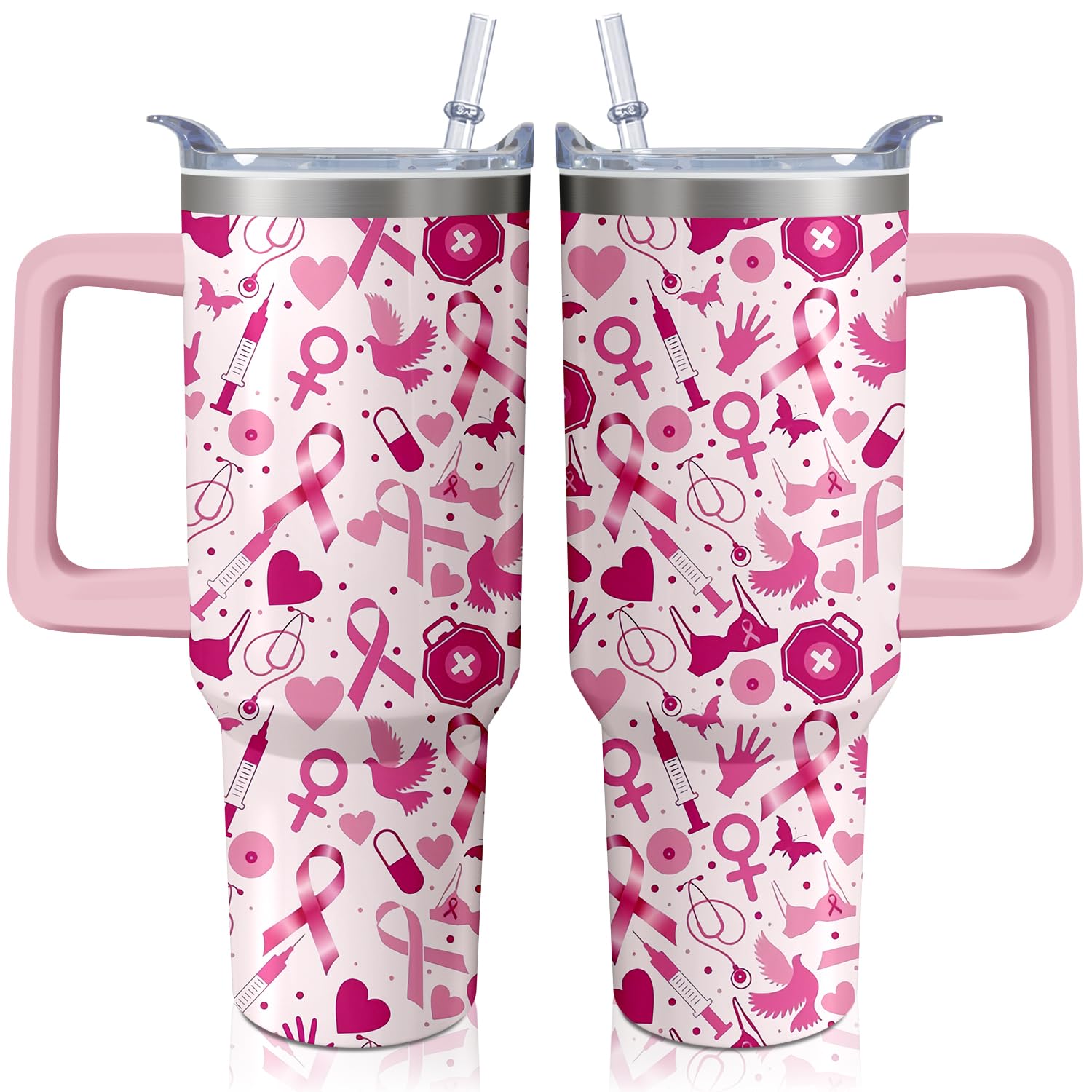 Breast Cancer Awareness Travel Mug – Stainless Steel, Vacuum Insulated, Leak-Proof Lid