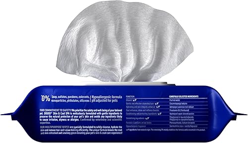 Miniatura 2 de DOUXO Skin & Coat SPA - Toallitas multiusos ultra seguras para perros y gatos, 100 toallitas, elimina suavemente las manchas de lágrimas y saliva,