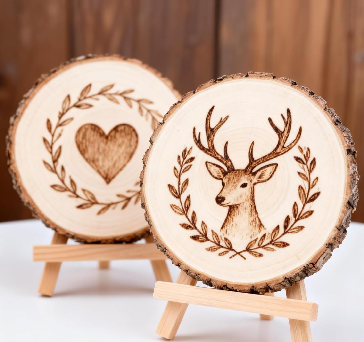 ilauke 6Pcs Wood Slices for Centerpieces, 7-8 Inch Natural Willow Wood Circles for Crafts, Large Wood Rounds for Rustic Wedding Decor, Centerpiece Table Decorations and DIY Crafts