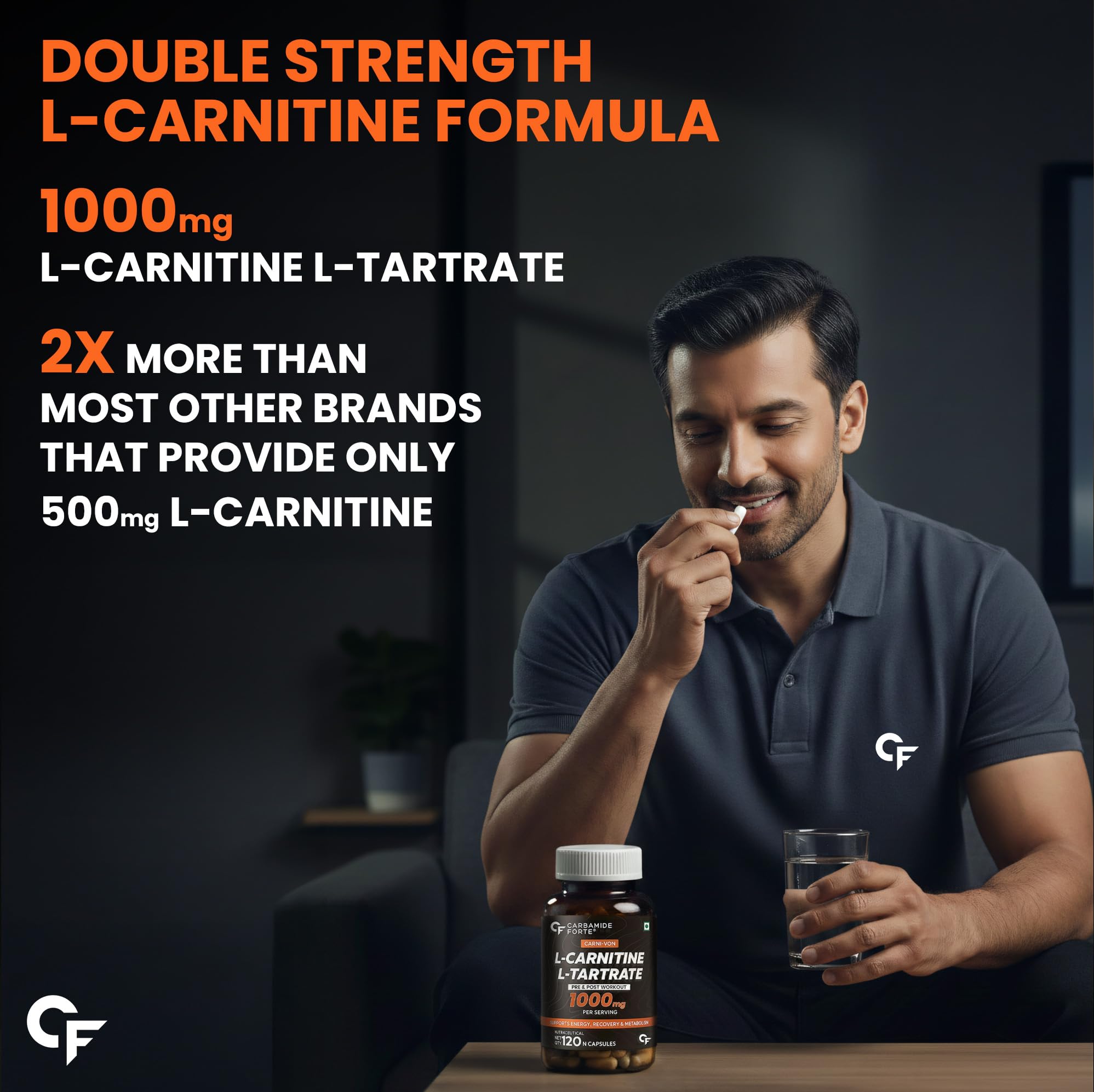 Carbamide Forte L Carnitine Tablets For Men & Women | L-Carnitine TabletsTo Support Energy, Recovery & Metobolism |Helps Convert Fat Into Energy - 120 Capsules 2