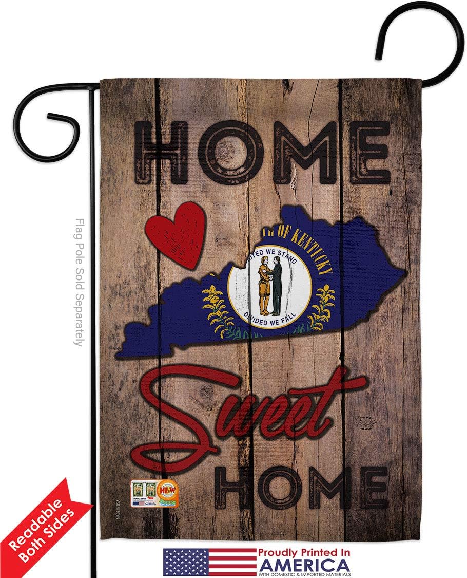 State Kentucky Home Sweet Garden Flag Set Wall Holder Americana States USA American Territories Republic Country Particular Area Small Decorative Gift Yard House Banner Double-Sided Made In 13 X 18.5