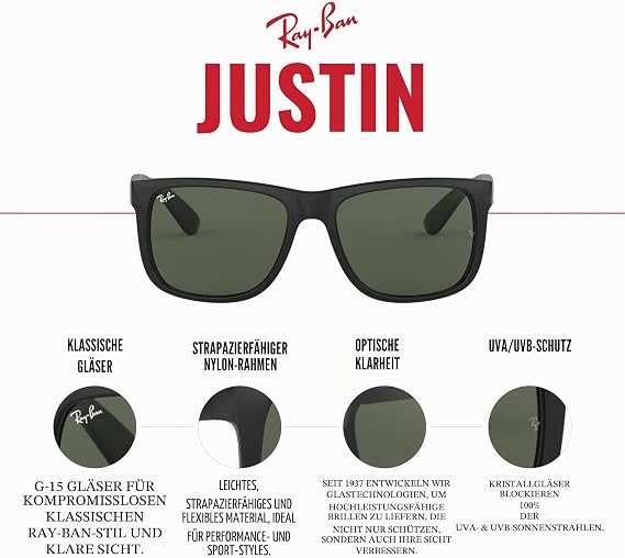Ray Ban Sonnenbrille Justin RB 4165 856/11 rot