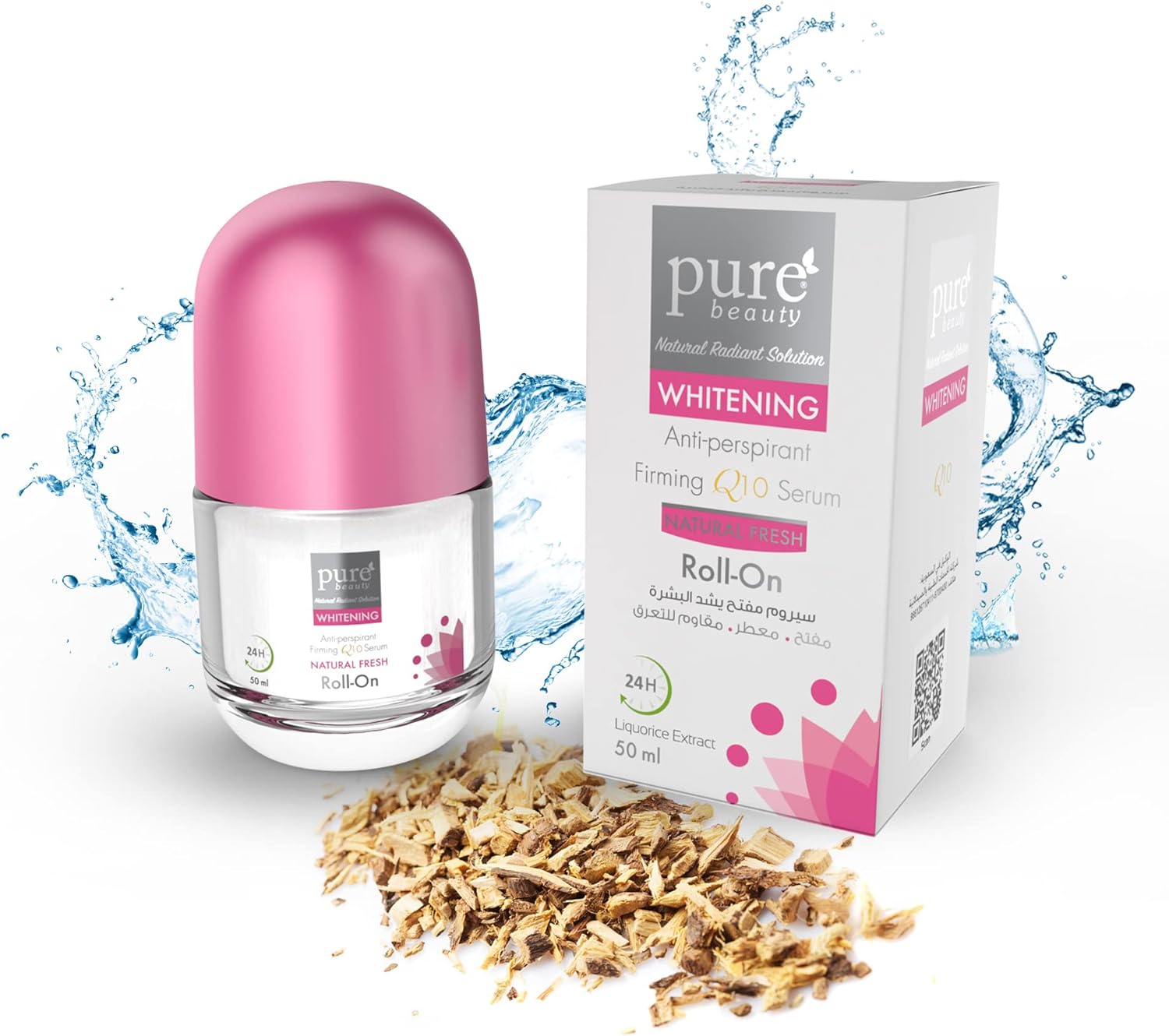Pure Beauty Natural Fresh Roll-On Whitening Antiperspirant Q10 Serum