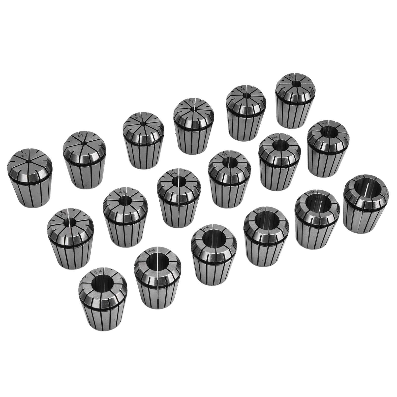18 szt. Zestaw Tulei Zaciskowych ER32 Sp Collet ze Stali Węglowej Zestaw Uchwytów Tokarskich do Grawerki CNC 3?20 Mm Zestaw Tulei Zaciskowych ER32 Sp ColletChuck Zestaw Tulei