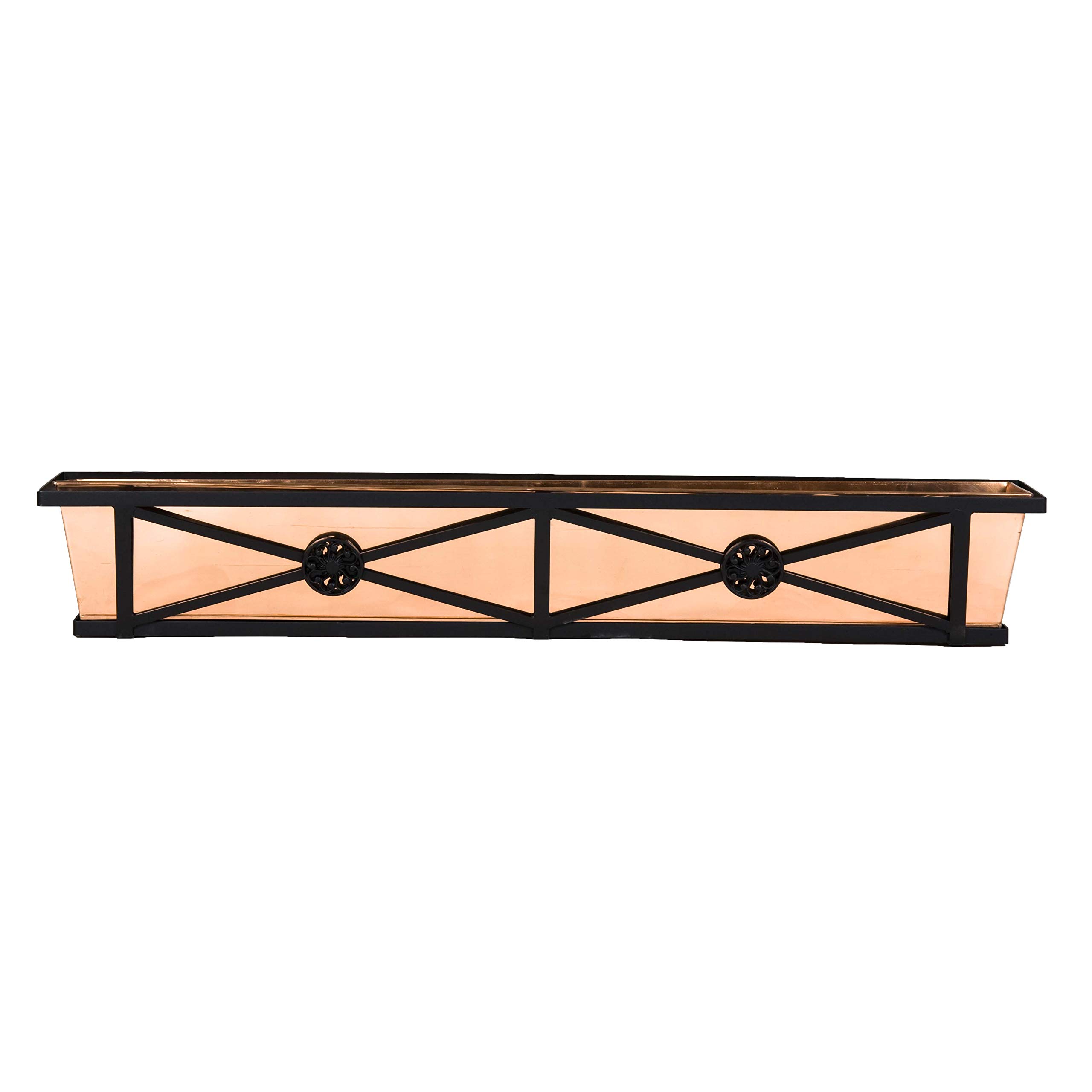 48 Inch Medallion Tapered Iron Window Box w/Real Copper Liner